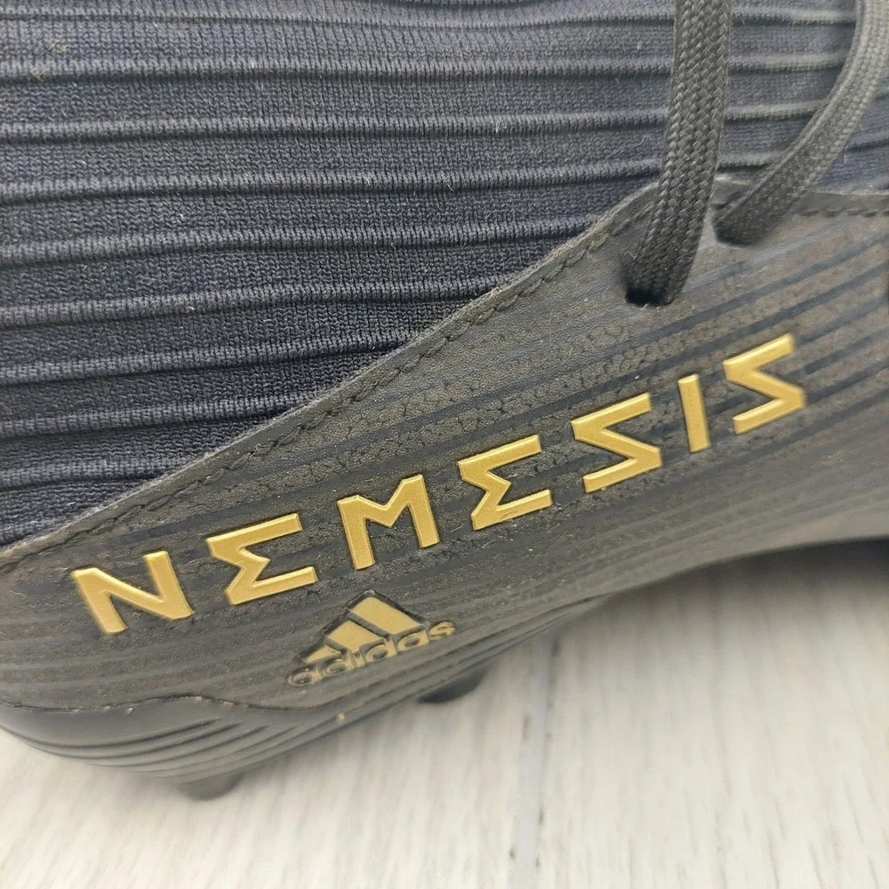 Adidas Nemesis Soccer Cleats Mens 9.5 Black Gold Athletic Sports Futbol